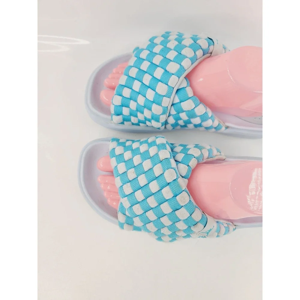 Jordan, Fabric Upper, Rubber Sole Athletic Slide, Women, Size 8, Blue / White. - Picture 3 of 7